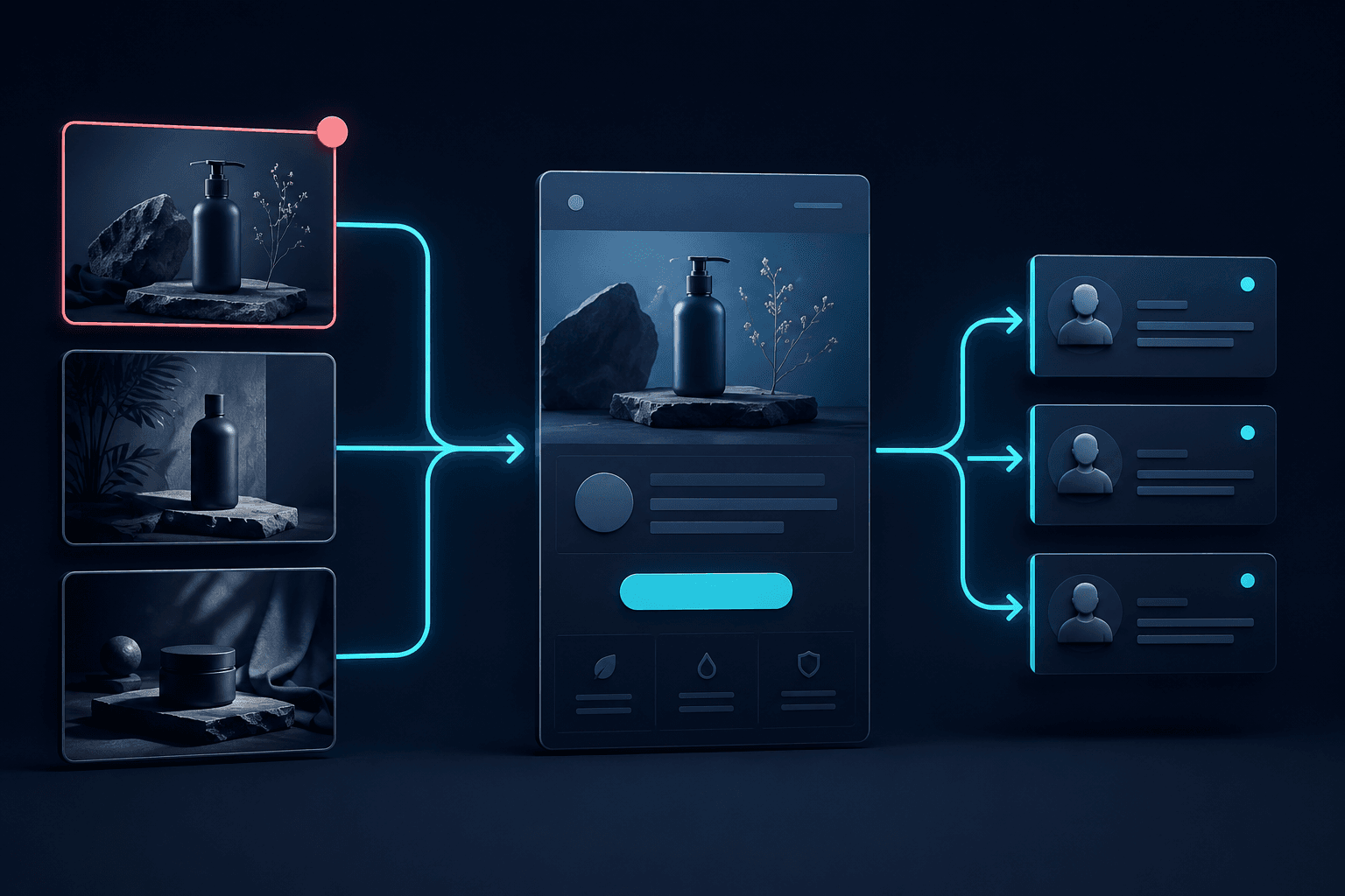 Illustration de l'offre acquisition : créations publicitaires, landing page et suivi des campagnes